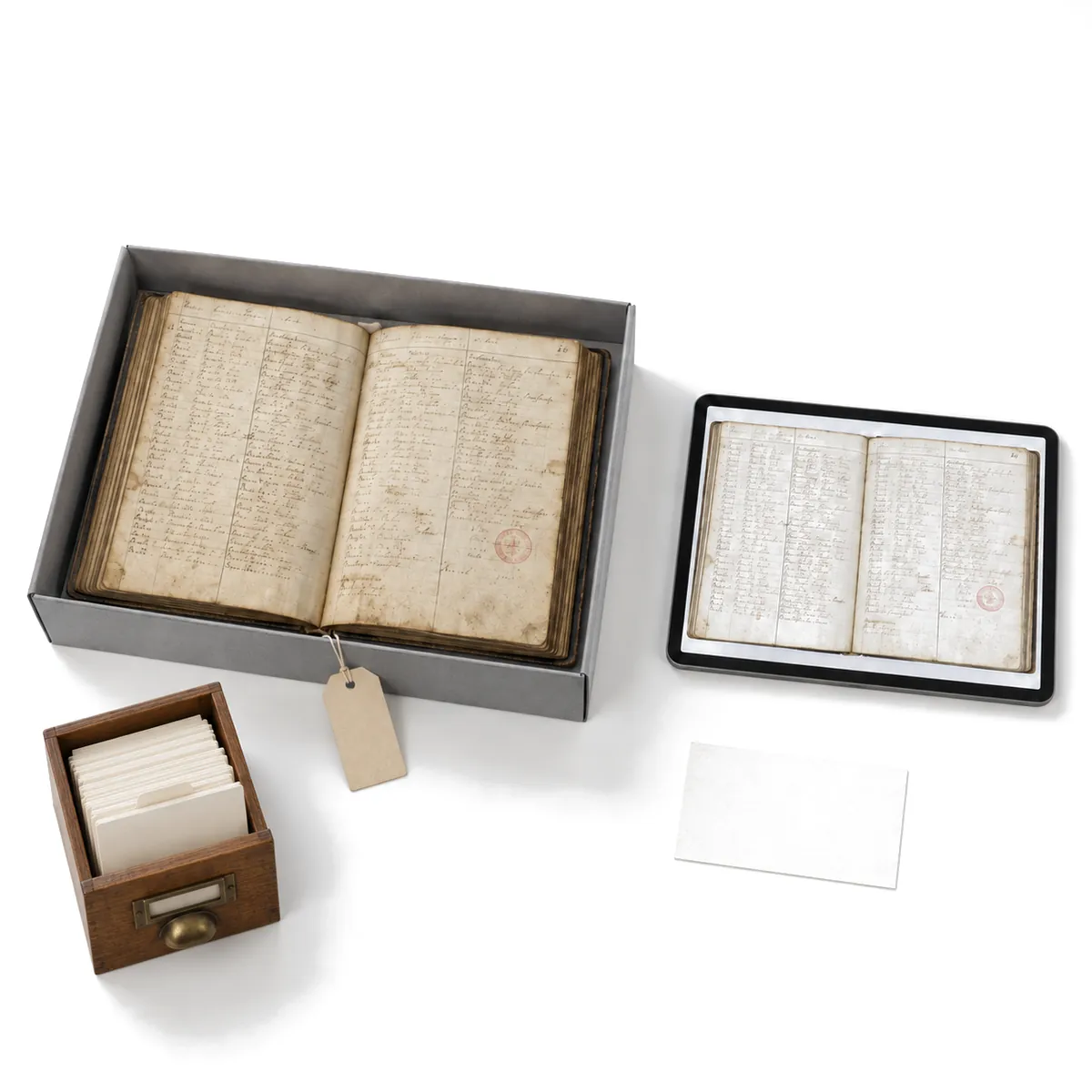 Generated image: the same scene with a wooden card index drawer added in front of the box