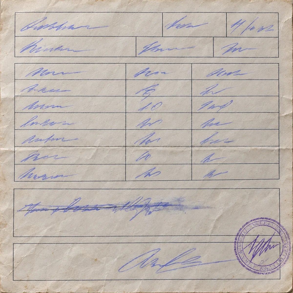 Generated sample: close-up of a handwritten prescription page with a round stamp