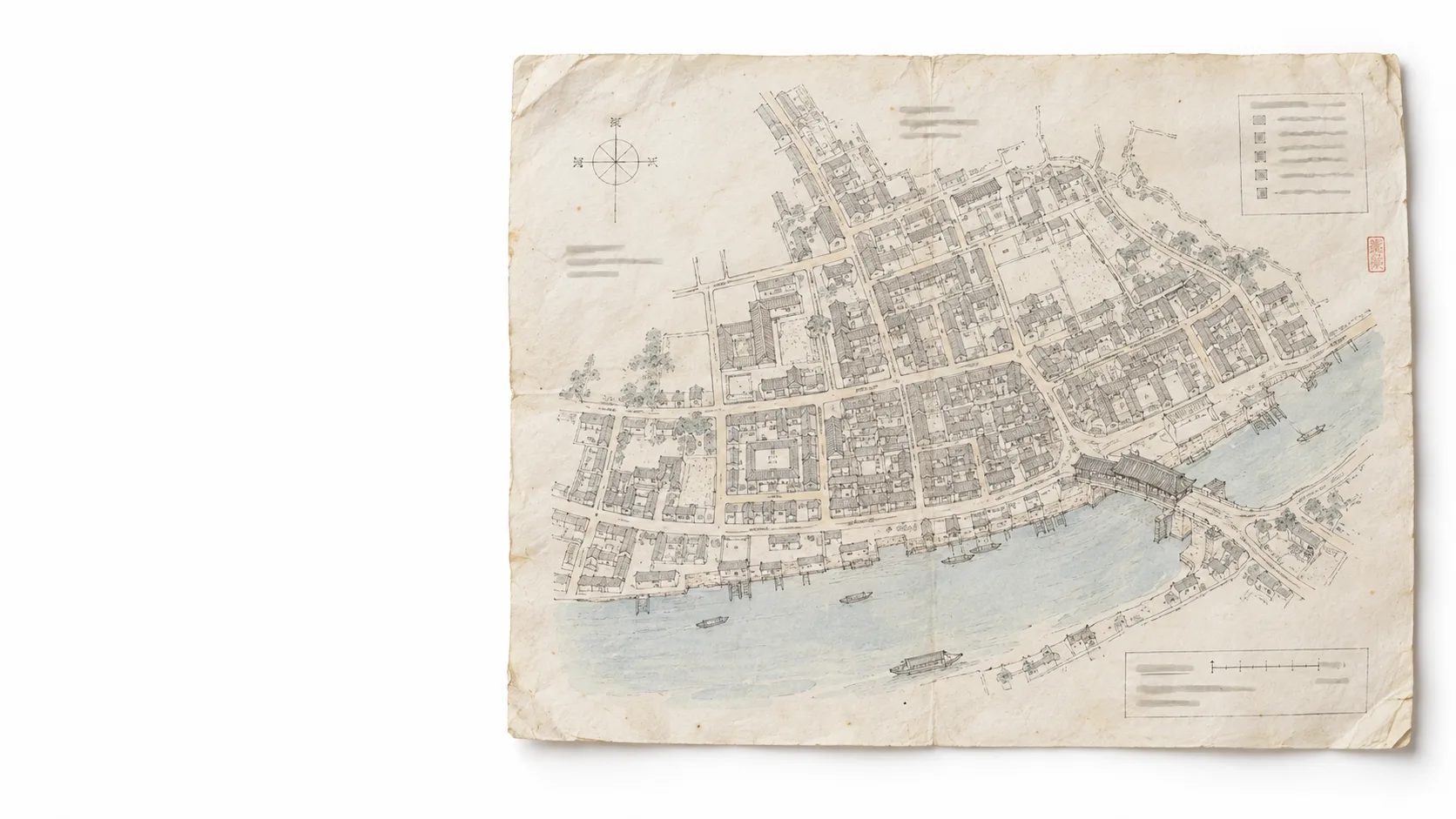 A map of an old riverside quarter
