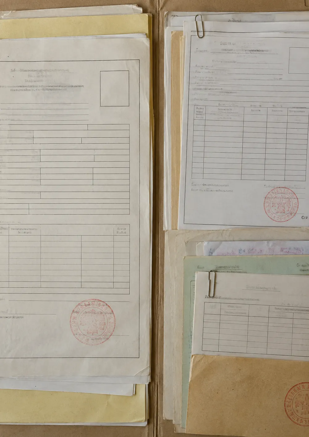Generated image: an open folder of business registration papers with a red stamp